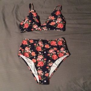 High waisted floral bikini